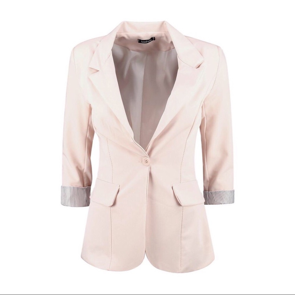 💗Boohoo - Hollie Turn Up Cuff Woven Blazer